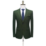 Green Velvet Business Casual Suit Men