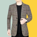 Business Casual Suit Coat Men's Spring And Autumn Middle-aged Men's Plaid Suit