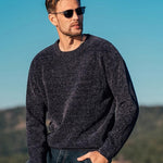 Men's Single-layer Fleece-lined Round Neck Pullover Sweater