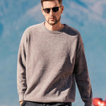 Men's Single-layer Fleece-lined Round Neck Pullover Sweater