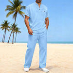 Cotton And Linen Summer Men's Solid Color Casual T-shirt Short Sleeve Shirt