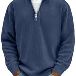 Casual Ribbed Stand Collar Zipper Corduroy Long Sleeve