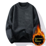 Men's Single-layer Fleece-lined Round Neck Pullover Sweater