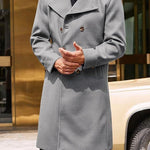 Woolen Male Double-breasted Thickened Woolen Trench Coat