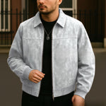 Vintage Brown Lapel Men's Leather Overcoat Jacket