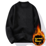 Men's Single-layer Fleece-lined Round Neck Pullover Sweater