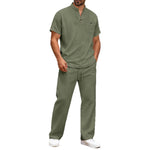 Cotton And Linen Summer Men's Solid Color Casual T-shirt Short Sleeve Shirt