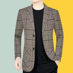Business Casual Suit Coat Men's Spring And Autumn Middle-aged Men's Plaid Suit