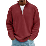 Casual Ribbed Stand Collar Zipper Corduroy Long Sleeve
