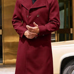 Woolen Male Double-breasted Thickened Woolen Trench Coat