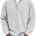 Casual Ribbed Stand Collar Zipper Corduroy Long Sleeve