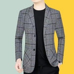Business Casual Suit Coat Men's Spring And Autumn Middle-aged Men's Plaid Suit