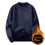 Men's Single-layer Fleece-lined Round Neck Pullover Sweater