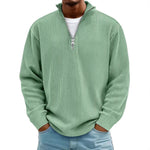 Casual Ribbed Stand Collar Zipper Corduroy Long Sleeve