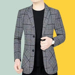 Business Casual Suit Coat Men's Spring And Autumn Middle-aged Men's Plaid Suit